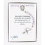 Lavender fancy girl’s baptism rosary in Charming Rosary gift box with card message.