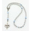Personalized grey and blue crystal boy’s baptism rosary with a name in beads.
