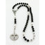 Personalized black and white boy’s baptism rosary with a name in beads.