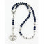 Personalized dark blue and grey boy’s baptism rosary with a name in beads.