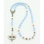 Personalized light blue and white boy’s baptism rosary with a name in beads.