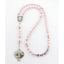 Pink fancy girl’s baptism rosary with a name in beads.