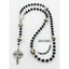 Black first communion rosary, personalized with baseballs and a name in beads option.