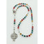 Multiple color birthstone custom rosary with photo centerpiece.