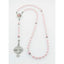 Pink memorial rosary beads with photo centerpiece for a personalized memorial gift.