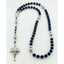 Personalized men's rosary with dark blue and grey beads with a name in beads.