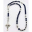 Personalized men's rosary with dark blue and grey pearls with Grandpa in beads.