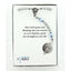 Grey pearl and blue crystal boy’s baptism rosary in Charming Rosary gift box with card message.