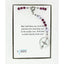 Purple crystal girl’s baptism rosary with lavender pearls in Charming Rosary gift box with card message.