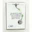 Girl’s white baptism rosary with green crystals in Charming Rosary gift box with card message