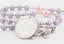 Lavender and pink fancy baptism rosary with an engraved disc, for a girl’s baptism gift.