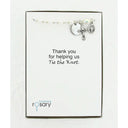 White pearl wedding rosary bracelet with an engraved disc in a Charming Rosary gift box with a card message. 