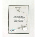White pearl and birthstone custom rosary with engraved disc. In Charming Rosary gift box with card message.