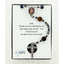 Black and brown men's rosary with a photo centerpiece and Dad in beads in a Charming Rosary gift box and card message.