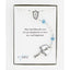 White pearl and light blue crystal wedding rosary in a Charming Rosary gift box with card message.