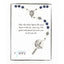 Dark blue and silver boy’s confirmation rosary in Charming Rosary gift box with card message.