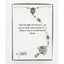 Pink and silver girl’s confirmation rosary in Charming Rosary gift box with card message.