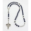 Personalized dark blue and silver boy’s confirmation rosary with a name in beads.