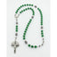 Personalized green and silver boy’s confirmation rosary with a name in beads.