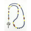 Ann Arbor football rosary with blue and yellow pearls.