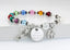 Multiple color birthstone rosary bracelet with an engraved disc.