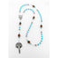 Detroit football rosary with light blue, white and grey pearls. 