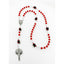 Detroit hockey rosary with red and white pearls. 