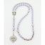 Lavender fancy girl’s baptism rosary with a name in beads.