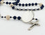 Dark blue personalized men's rosary with golf balls, an engraved disc and Grandpa in beads. 