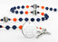 Custom Detroit baseball rosary with dark blue and orange beads and an engraved disc. 