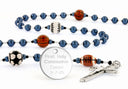 Custom red multi-sport first communion rosary with an engraved disc.