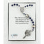 Dark blue first communion rosary with baseballs and an engraved disc. In Charming Rosary gift box with card message.