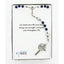 Dark blue and grey boy’s first communion rosary in Charming Rosary gift box with card message.