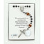 Black first communion rosary with footballs and an engraved disc.  In Charming Rosary gift box with card message.