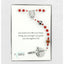 Red multi-sport first communion rosary in a Charming Rosary gift box with card message
