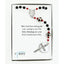 Black soccer first communion rosary with red beads and an engraved disc.  In Charming Rosary gift box with card message.