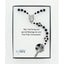 Black soccer first communion rosary with an engraved disc. In Charming Rosary gift box with card message.