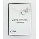 White pearl and crystal rosary bracelet with an engraved disc and charms in a Charming Rosary gift box with card message. 