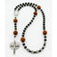 Black first communion rosary, personalized with basketballs and a name in beads.