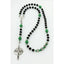 Personalized black and green boy’s first communion rosary with a name in beads.