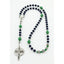 Personalized dark blue and light blue boy’s first communion rosary with a name in beads.