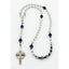 Personalized grey and dark blue boy’s first communion rosary with a name in beads.