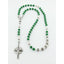 Personalized green and white boy’s first communion rosary with a name in beads.