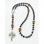 Black first communion rosary, personalized with footballs and a name in beads.