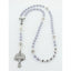 Girl’s lavender first communion rosary with crystal lined pearls and a name in beads.