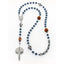 Blue multi-sport first communion rosary, personalized with a name in beads.