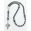 Black soccer first communion rosary, personalized with a name in beads.