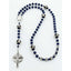 Dark blue soccer first communion rosary, personalized with a name in beads.