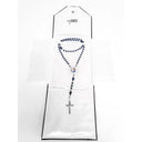 Charming Rosary black leather keepsake rosary box with a rosary.