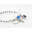 White pearl and birthstone rosary bracelet with photo charm. 